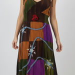 Rising International Boho Dress Embroidered Applique Tie Photo 0