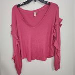 Anthropologie  Pilcro Hot Pink Waffle Thermal Top size M Photo 1