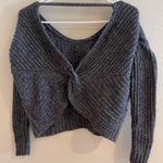 Ruby Moon Cropped Speckled Grey Open Back Sweater Photo 1