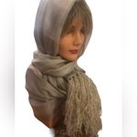 Vince Camuto NWT  Large Blanket Scarf Wrap Tan Plaid W/Fringe Winter Cozy Photo 1