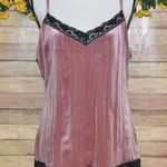 No Boundaries Y2K Ladies XL 15 Rose Pink Velvet Black Lace Baby Doll Tank Top Photo 0