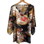 Natori Womens Kimono Floral Oversized Top Size 2X Asian Art To Wear Photo 0
