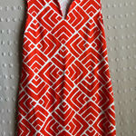 Mahi Gold Schooner Dress Geometric Resort Cotton Blend Sz L Orange‎ White Orange Size L Photo 0