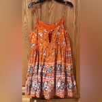 Urban Outfitters  Hanna Orange Floral Babydoll Scalloped Mini Dress Size‎ Small Photo 9