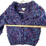 Emma Camusso Womens L Wool Blend Textured Chunky Knit Cardigan Sweater Uruguay Purple Size L Photo 2