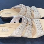 Clarks NWOT Women's 12 TAN HOOK LOOP STRAPS COMFORT SANDAL SCALLOPED ACCENTS Photo 0