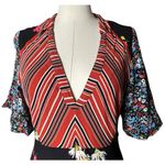 Free People  Mix It Up Printed Patchwork Stripe Floral Mini Dress Hippie Boho 8 Photo 3