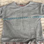 IZOD Womens Grey Speckled Sweatshirt Plaid Tie Front Layered Look Size Medium Photo 7