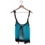 Vintage 50s 60s Movie Star Inc Lingerie Sheer Lace Fringe Nightie Top Coquette Blue Size undefined Photo 11