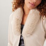 Ashley Park Cream Long Knit Faux Fur Trim Midi Cardigan Sweater Size XL Photo 4