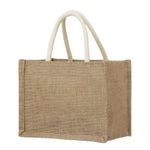 NWOT Natural Jute Burlap Compact Reusable Grocery Shopping Tote Beach Bag Photo 0