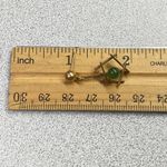 Gold Tone Geometric Jade Drop Earrings Dangle Statement Modernist Good Luck Photo 6