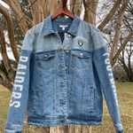 NFL NWT Las Vegas Raiders (Oakland)  denim jacket Wear by Erin Andrews Photo 0