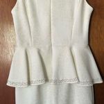 Cashet white shimmer animal/snake print above knee beaded peplum dress Size 10 Photo 6