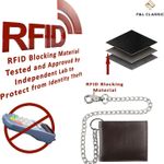 CLASSIC RFID Blocking Mens bi-fold Style Cowhide Leather Steel Chain wallet,USA,texas kenya Brown Photo 5