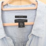 Tahari  Womens Linen Dress Size 3X Light Blue Button Front Coastal Minimalist Photo 2