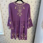 Johnny Was  Arzella Knit Easy Tiered Dress Purple Embroidered Photo 8