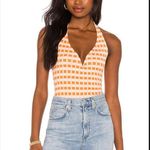 Free People x Revolve Lola Orange Square Check Bodysuit S Photo 4