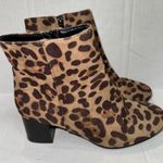 Bobbie & Brooks Bobbie Brooks Sz 7 Faux Suede Leopard Print Zip Up Stack Heel Ankle Boots Photo 2