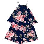 Lulus In the Garden Navy Blue Floral Print Romper Dress Size M Photo 4