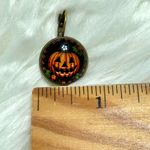 Halloween Pumpkin Jack O Lantern Dangle Earrings Black Orange Photo 2