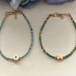 Evil Eye Butterfly Beaded Bracelet Gold Plated Adjustable Cute‎ Jewelry Blue Photo 0