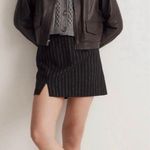 Madewell Skirt Wool-Blend Mini Pinstripe Italian Fabric Almost Black 14 NWT New Photo 1