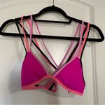 Victoria's Secret Victoria’s Secret Pink and Black Bright Neon Strappy Bikini Bathing Suit Top Photo 0