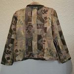 Coldwater Creek  Women’s Petite Large Chenille Green Purple Floral Blazer Jacket‎ Photo 3