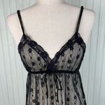 Vintage 1960s Beau Monde Lingerie Black Sheer Floral Long Nightgown Size Small Photo 2
