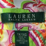 Ralph Lauren Lauren Green & Pink Button Down Shirt Floral Paisley Plus Size 1X Photo 3