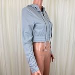 New Mix NWOT  Long Sleeve Zipper Front Cropped Hoodie Sweatshirt Sz MD Gray Photo 4