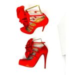 Christian Louboutin Dillian 120 Orange/Red Floral Leather Platform Heels EU 37 Photo 8