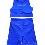 Fabletics  Athletic SET Graphic Sports Bra & Biker Shorts Small Purple Sporty Gym Photo 0