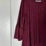 Bryn Walker  Fran Top Faux Suede Bell Sleeve Lagenlook Maroon Size Small Photo 3
