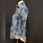 Tizzie Lizzie Blue Paisley button up red and white plaid cuffs fringe bottom Photo 3