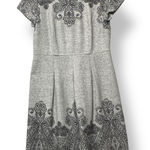 Talbots Women Jacquard Border Wool Fit Flare Dress 8 Gray Minimalist Office Chic Photo 0