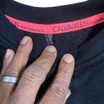 Calvin Klein  Logo Performance Crop Top Sweatshirt Women's L ‎ Black Pullover Photo 4