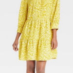 Who What Wear Yellow and White Pleated Mini Dress- summer casual or office Photo 0