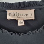 Philosophy  Womens Shift Dress Small Black Ruffle Frilly Long Sleeve Jersey Mini Photo 6