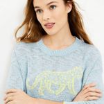Lou & grey  Womens Light Blue‎ Leopard Knit Sweater Small Photo 0