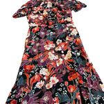 Julia Jordan Puff Sleeve Midi Dress Colorful Floral High Neck Size 4 Women's Photo 5
