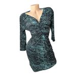 FOREVER 21 Contemporary Small Black Aqua Dot Twist Front mini Dress Size Small Photo 2