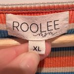 Roolee  Maternity Blue Orange White Striped Babydoll Dress Sz XL Photo 2