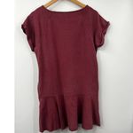 Free People  Sweatshirt Dress‎ Short Sleeve Drop Waist Maroon Size S Photo 5