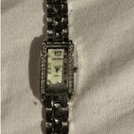 Cote d'Azur Silver Tone Rhinestone Bezel Quartz Japan Movt Women's Tank Watch Photo 5