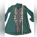 Andree by Unit Bold Green Oversized Floral Embroidered Button-Down Artsy Indie Vibes Sz S Indie Photo 7
