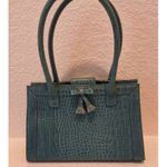 Liz Claiborne NWOT Accessories Teal Croc Embossed Mini Handbag Bow & Tassel Photo 0