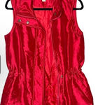 Coldwater Creek Red Metallic Vest Drawstring Waist Womens S/M (6/8) Christmas Photo 0