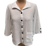 Habitat ‎ Women's White Textured Button Up Blouse Stretchy Boho Lagenlook Photo 0